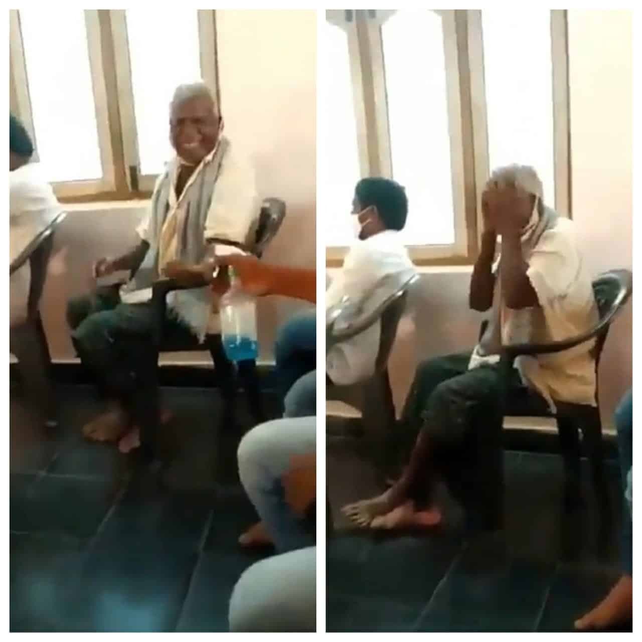 Sanitizer से बॉडी लोशन की तरह कर डाली पूरे शरीर की मालिश, वीडियो वायरल