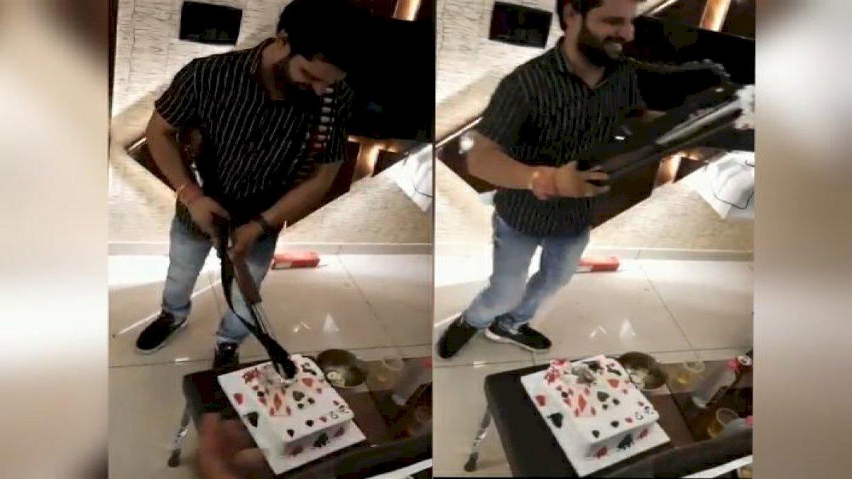 VIDEO VIRAL : बंदूक से तस्कर ने काटा केक, बर्थ डे पार्टी में पुलिसकर्मी भी शामिल