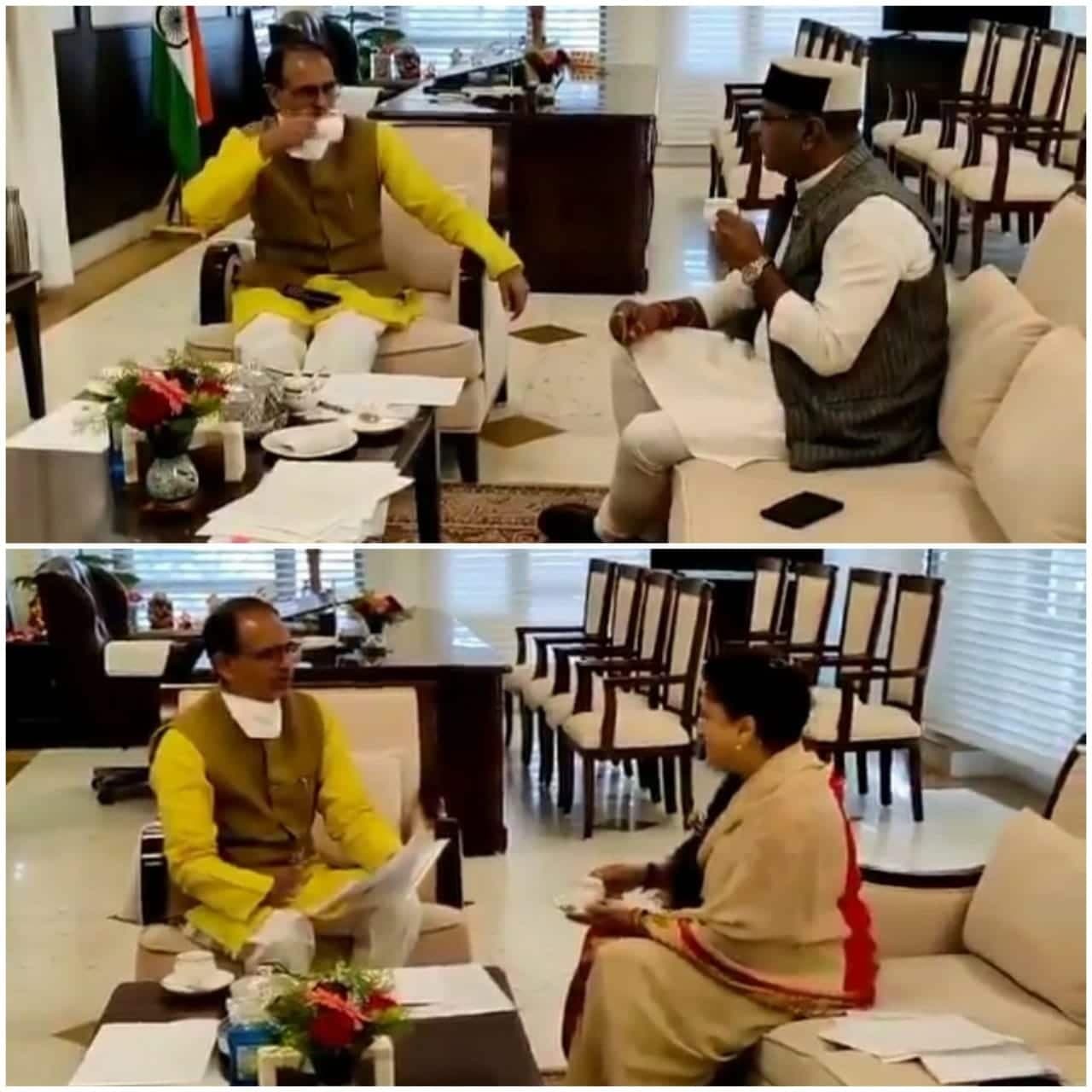 चाय पर चर्चा: CM शिवराज को दो मंत्रियों ने बताई विभाग की प्रोग्रेस रिपोर्ट
