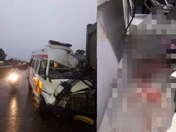 Accident : हाईवा से टकराई तेज़ रफ्तार एम्बुलेंस, एक की मौत, एक घायल