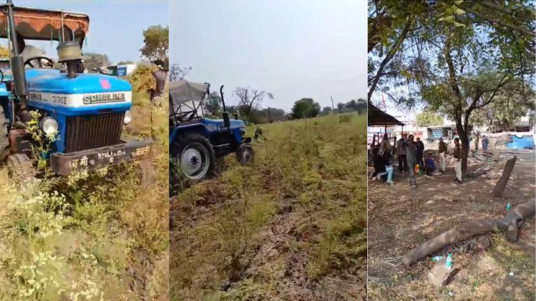 न्यायालय के ‘स्टे’ के बाद भी खेत में चला ट्रैक्टर, पुलिस की मौजूदगी में काटी गई चने की फसल