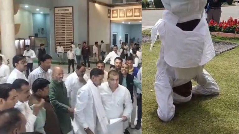 एफआईआर के विरोध में विपक्ष का विधानसभा से वॉकआउट, कांग्रेस विधायक बाबू जंडेल का “शीर्षासन विरोध”