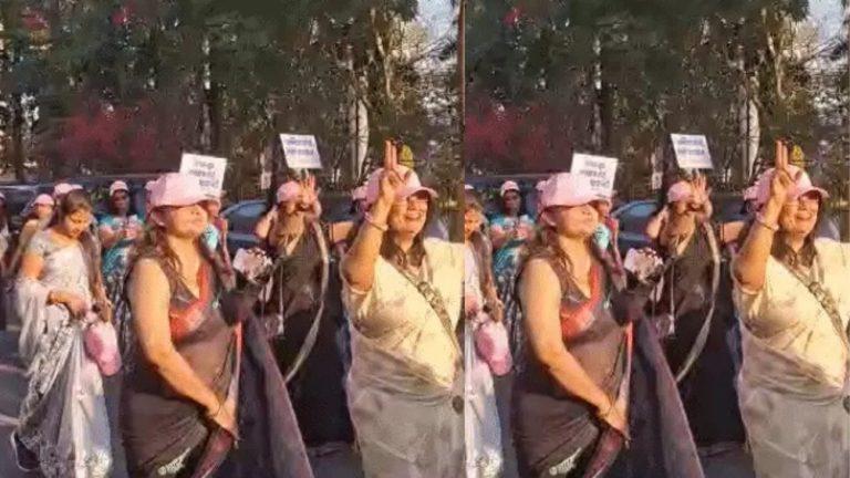 इंदौर में विश्व महिला दिवस पर 500 से अधिक महिलाओं ने साड़ी पहनकर किया वॉकथॉन, प्लास्टिक मुक्त शहर और स्वच्छता का दिया संदेश