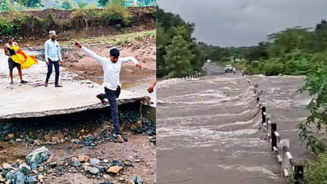बीड, अहिल्यानगर जिल्ह्याला पुन्हा पावसाचा तडाखा; अनेक ठिकाणी रस्ते बंद, नदी-नाल्यांना पूर