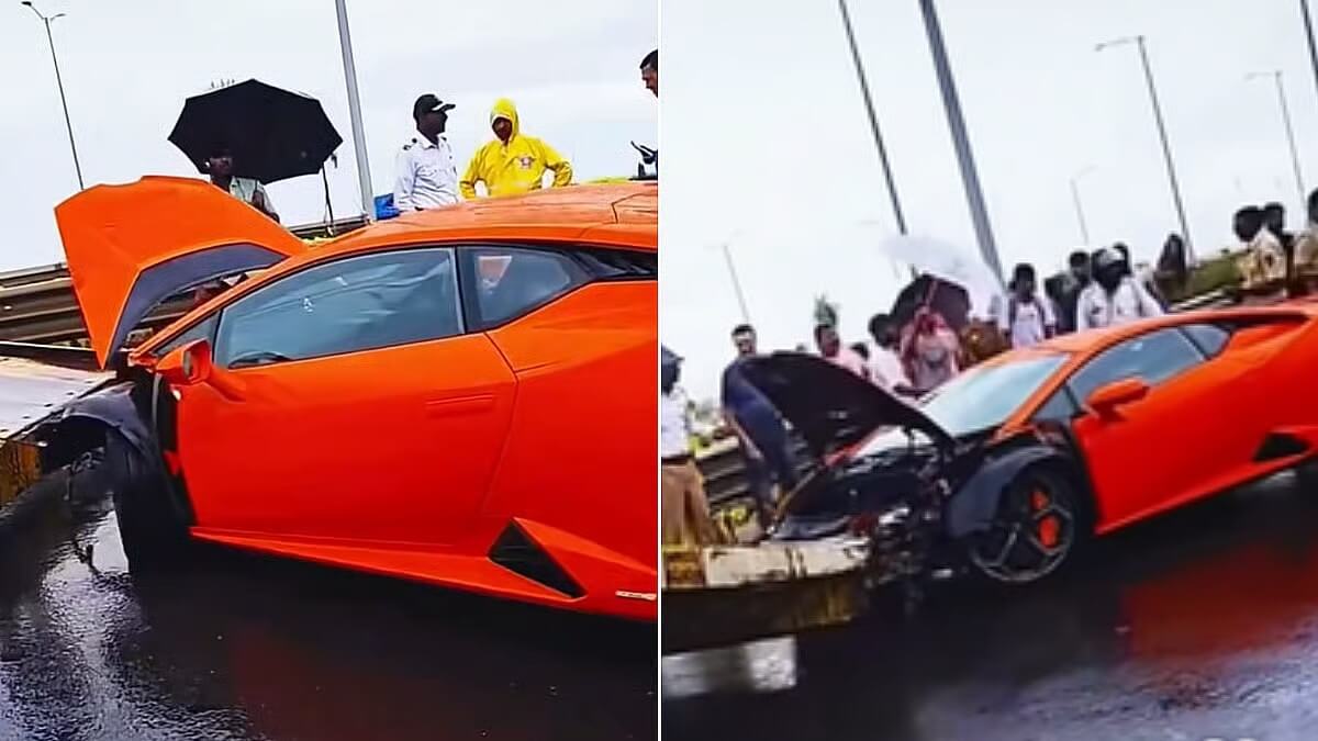 कोस्टल रोडवर लॅम्बोर्गिनी कारचा भीषण अपघात, व्हीडिओ सोशल मीडियावर व्हायरल