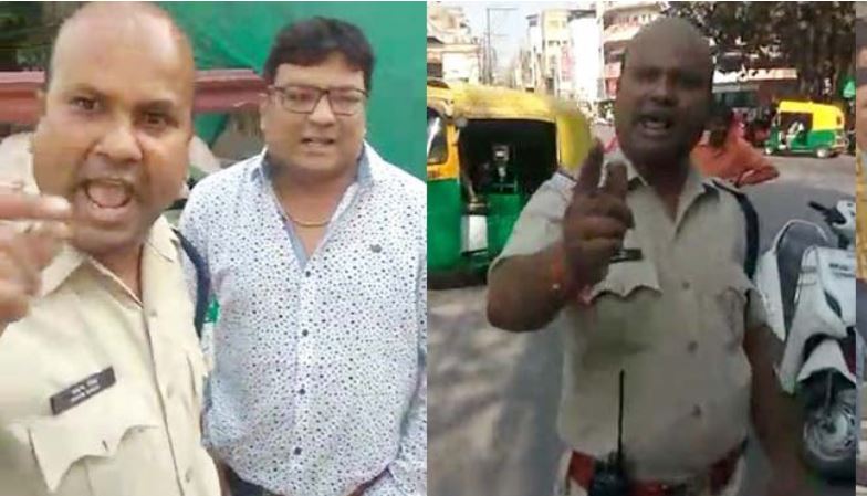 traffic-police-officer-and-congress-leader-clash-video-viral--indore-madhypradesh