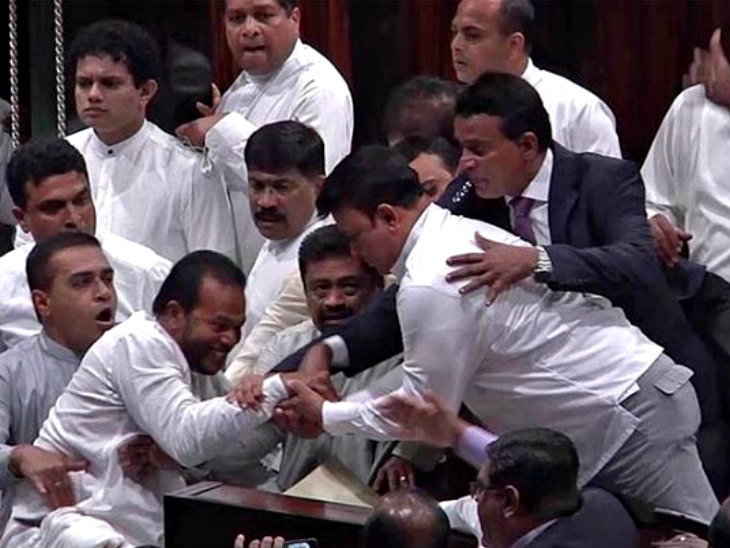 asian-countries-heavy-ruckus-in-parliament-of-sri-lanka