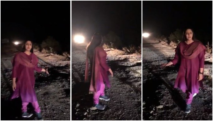 When-Actress-Nagma-made-a-video-shoot-on-'Good-roads-from-America'