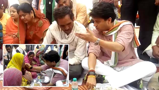 jyotiraditya-Scindia's-lunch-party-with-workers-in-guna