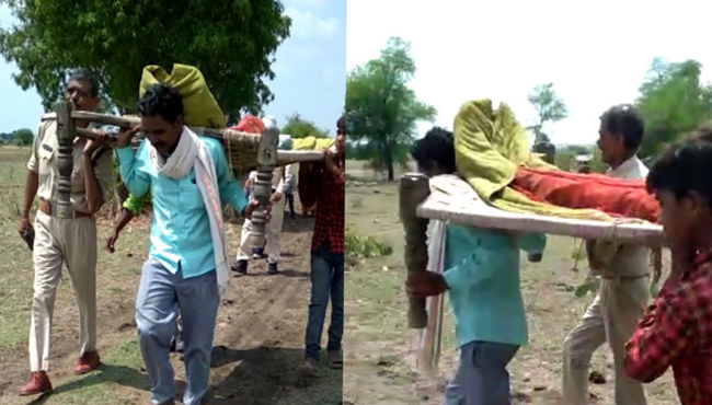 bhopal-Police-taking-the-dead-body-on-the-shoulder-reached-to-the-hospital