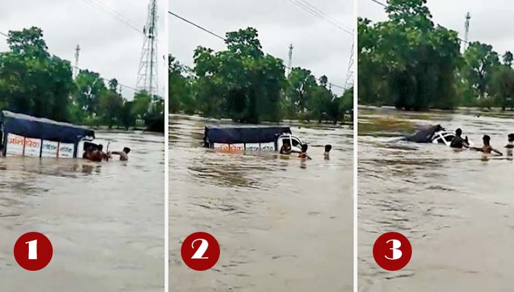 pickup-drowned-in-flood-in-sehor-during-cross-the-bridge-