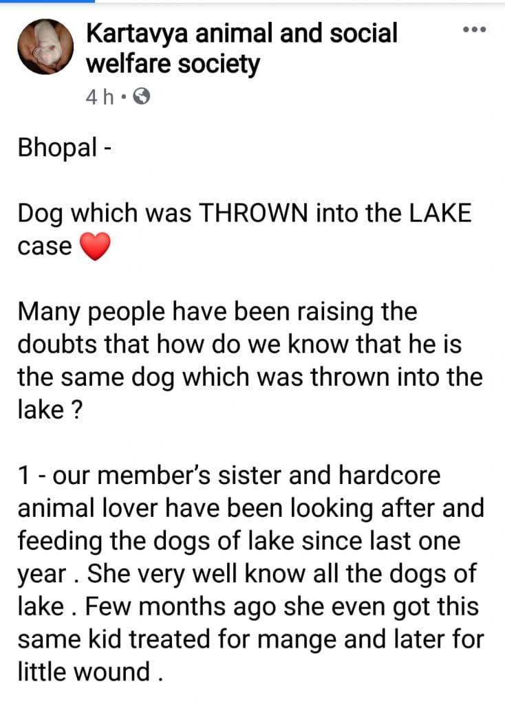 जब तालाब मे फेंके गये कुत्ते ने मूक भाषा में बयान की दर्दभरी दास्तान
