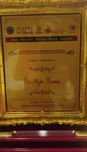 ग्वालियर के डॉक्टर को मिला प्रतिष्ठित Asia Pacific Excellence Award