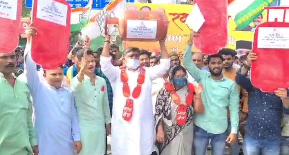 Bhopal : गैस सिलेंडर के दाम बढ़ने पर कांग्रेस का प्रदर्शन, बीजेपी को आड़े हाथों लिया