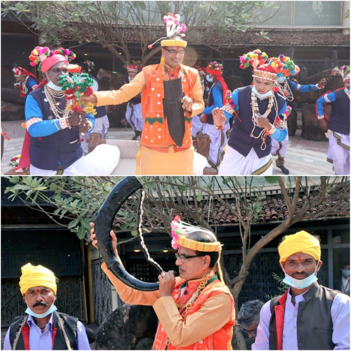 आदिवासी रंग में रंगे CM शिवराज, जनजातीय समुदाय के लोगों के साथ झूमकर किया पारंपरिक नृत्य