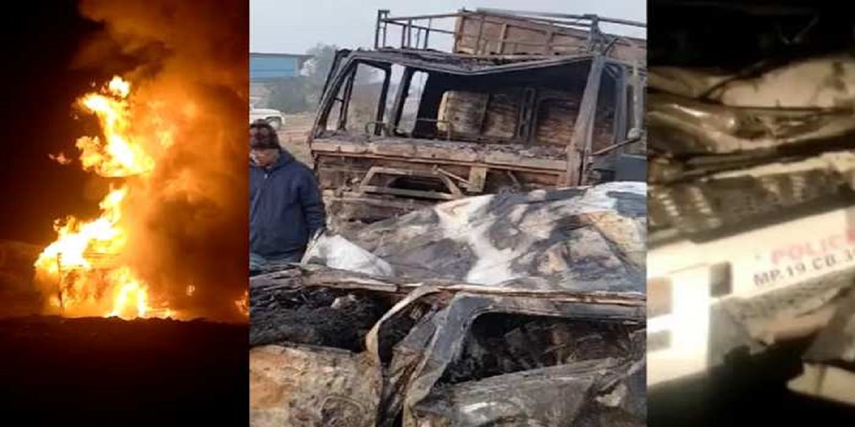 Rewa News : रीवा में हुआ भीषण सड़क हादसा, कार में सवार दो लोग जिंदा जले