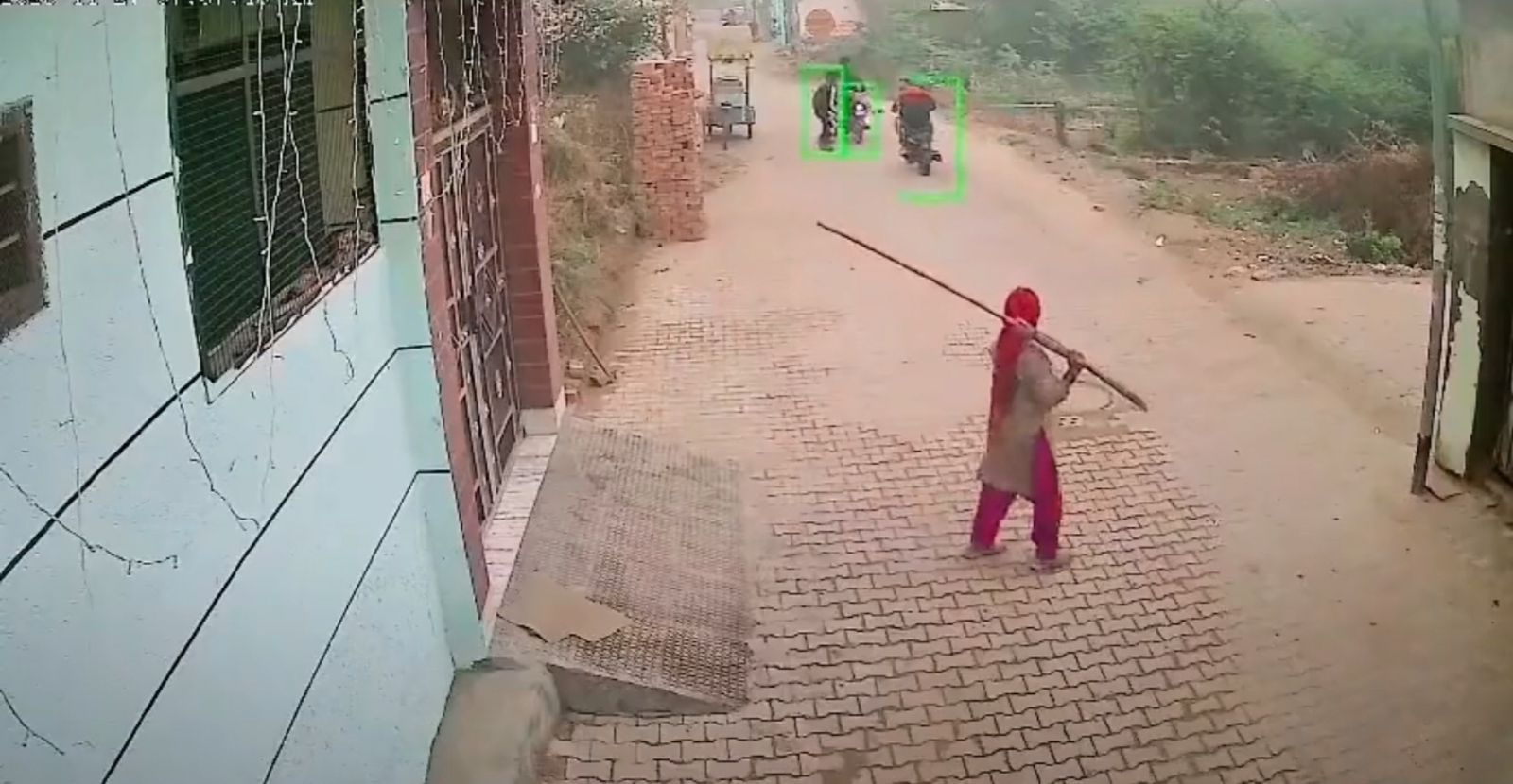 The woman chased away the miscreants