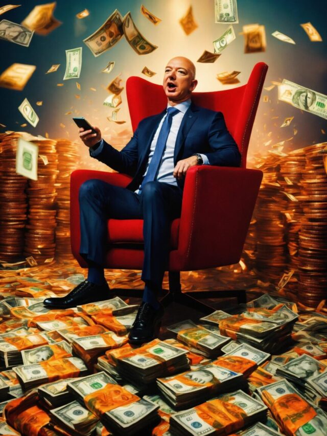 Jeff Bezos is screaming and sits in a red highback