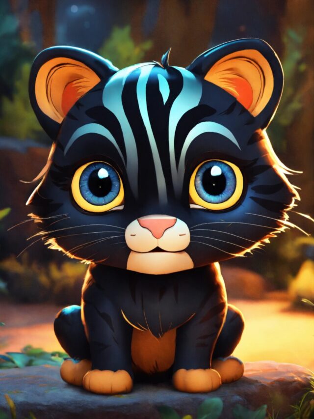 A cute black tiger with big eyes