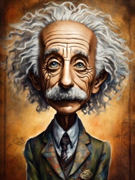 Albert Einstein as a tim Burton character