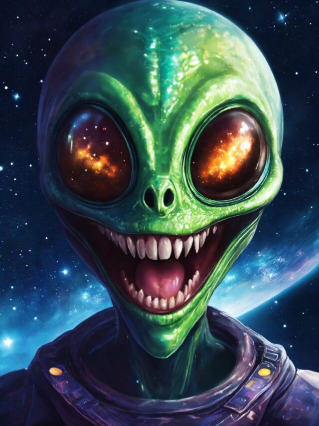 alien space alien full mouth background starry sky