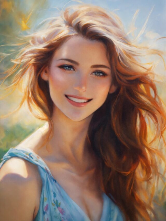 portrait pastel of a beautiful girl in a dress (1)