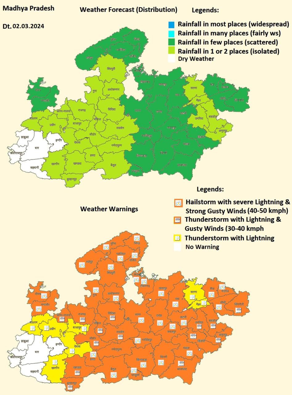 अगले हफ्ते फिर बदलेगा MP का मौसम, आज 40 जिलों में गरज चमक के साथ बारिश-बिजली का ऑरेंज-येलो अलर्ट, ओलावृष्टि-आंधी, जानें शहरों का हाल