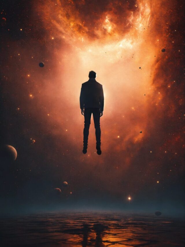 man floating in the void