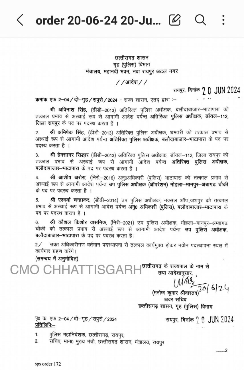 Transfer : प्रशासनिक फेरबदल, फिर हुए अधिकारियों के तबादले, आदेश जारी, जानें किसे मिली कौन सी जिम्मेदारी?