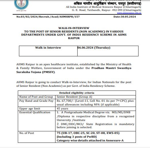 AIIMS Recruitment 2024 : विभिन्न पदों पर निकली है भर्ती, सैलरी 60000 पार, मौका जाने से पहले करें अप्लाई, जानें आयु सीमा- पात्रता