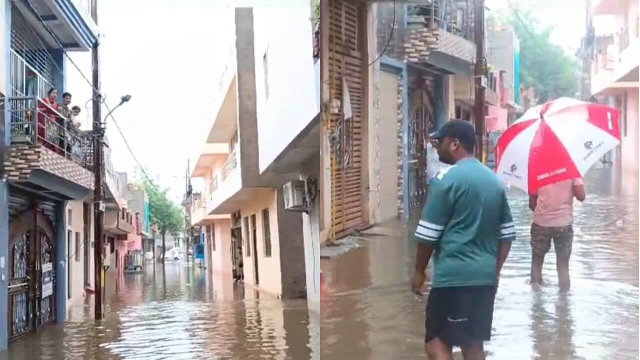 Rain water in many houses of Gwalior