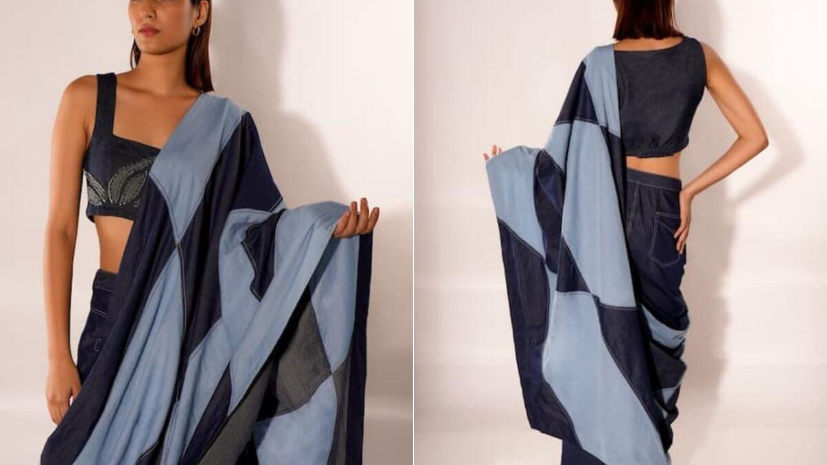 denim saree