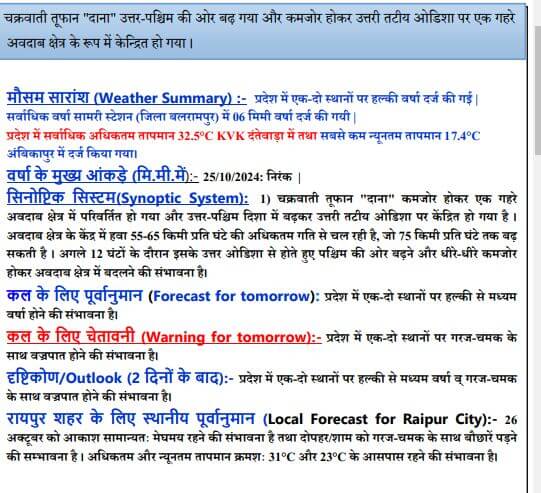 Chhattisgarh Weather: सोमवार से फिर बदलेगा मौसम का मिजाज, आज भी कई जिलों में गरज चमक के साथ बारिश के आसार, पढ़े IMD का नया अपडेट