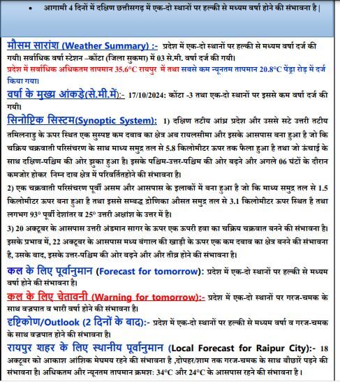 Chhattisgarh Weather: छाए रहेंगे बादल, आज भी कई जिलों में गरज चमक के साथ बारिश के आसार, पढ़े मौसम विभाग का ताजा पूर्वानुमान