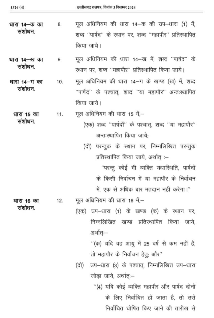 छत्तीसगढ़ में नगरीय निकाय चुनाव में आरक्षण पर अध्यादेश जारी, पढ़िए कितनी होगी आरक्षण की सीमा