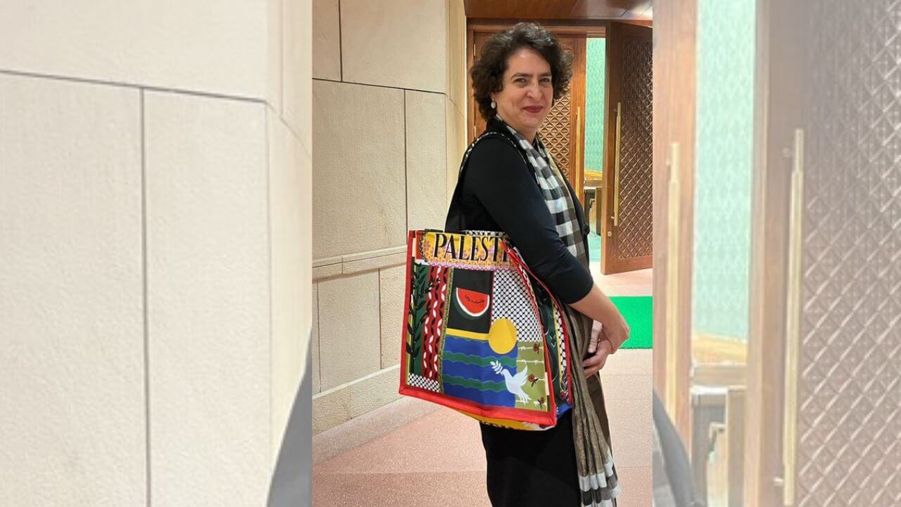 Priyanka Gandhi Palestine written bag