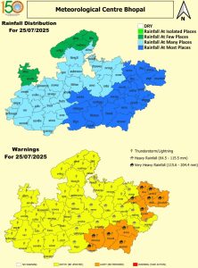 मध्यप्रदेश मौसम: मानसून फिर सक्रिय,  आज गुरुवार को 20 जिलों में भारी बारिश का अलर्ट
