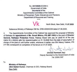 RPF की पहली महिला DG बनीं IPS सोनाली मिश्रा