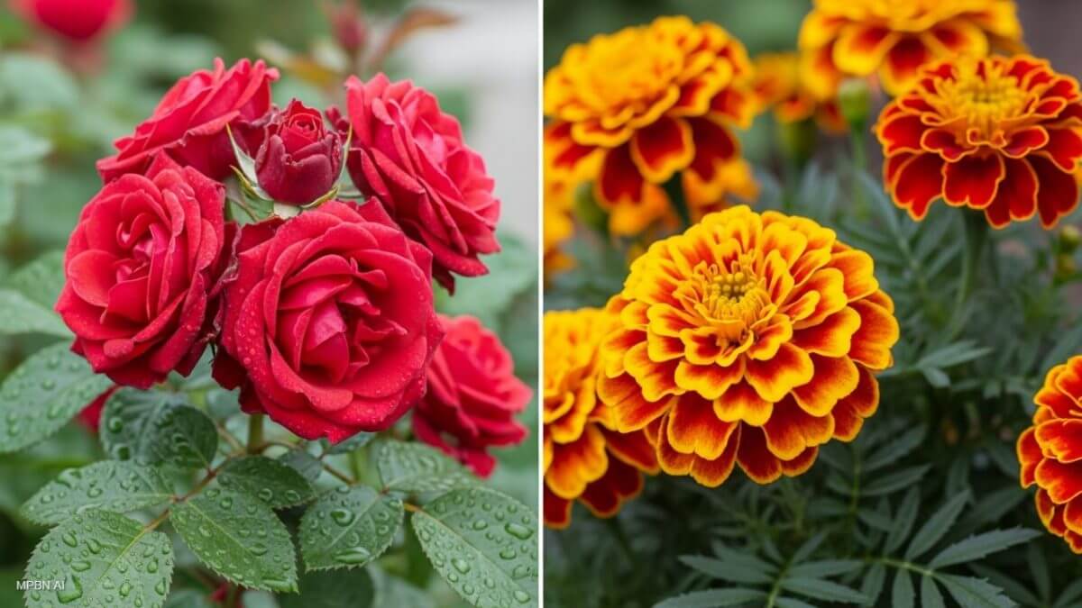 Rose and Marigold Plant