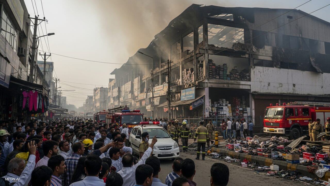जबलपुर में कपडे के शोरूम में लगी भीषण आग